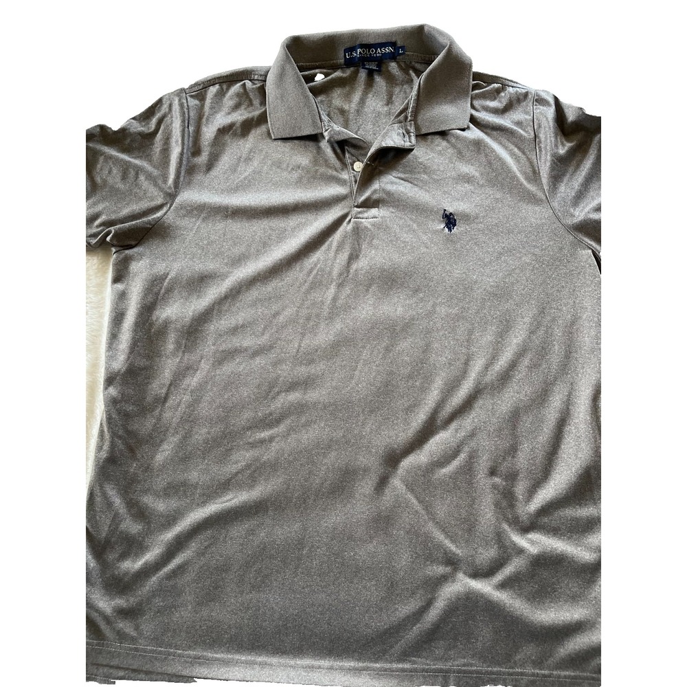 US Polo‎ Assn Mens Polo Shirt Size L Gray Logo Embroidered Logo Short Sleeve